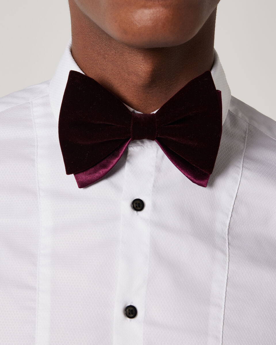 Velvet & Silk Satin Bow Tie, Burgundy, hi-res